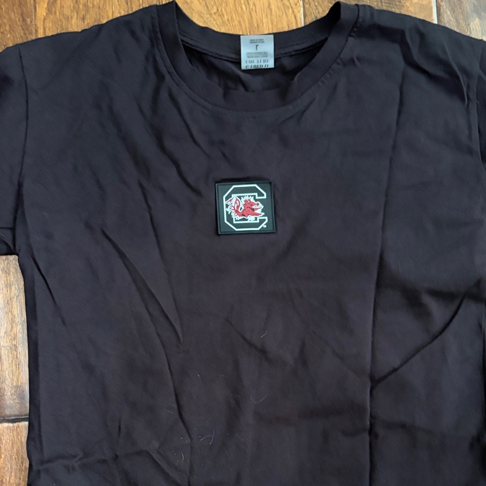 Black Crew Neck T-Shirt with Center Chest Patch